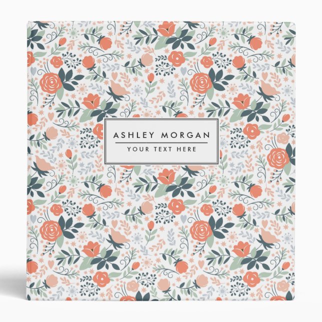Beautiful Floral Pattern Girly Binder (Front)