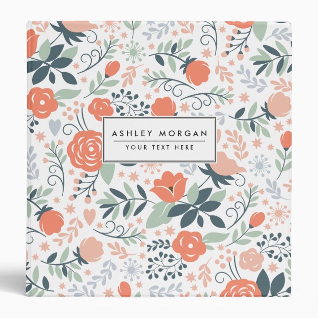 Beautiful Floral Pattern Girly Binder (Front)