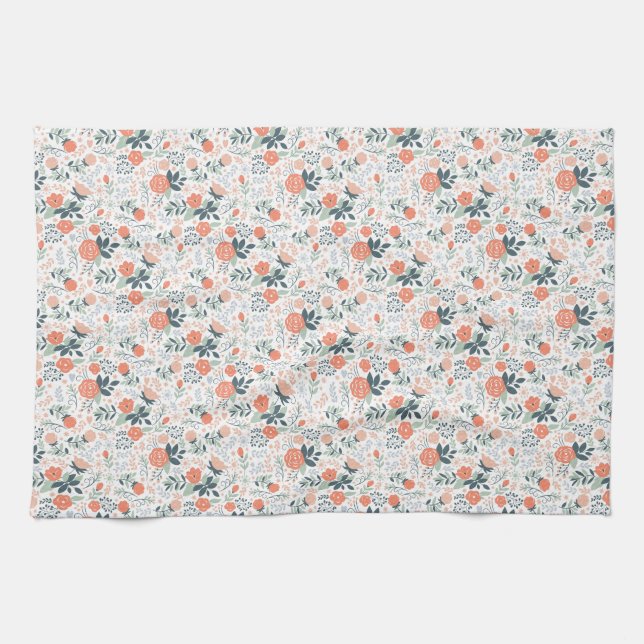 Beautiful Floral Pattern Girly Kitchen Towel (Horizontal)