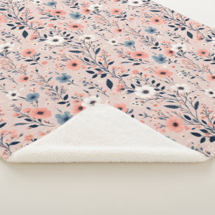 Beautiful Floral Pattern Sherpa Blanket