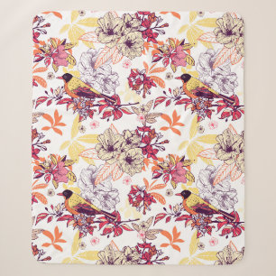 Beautiful Floral pattern Sherpa Blanket