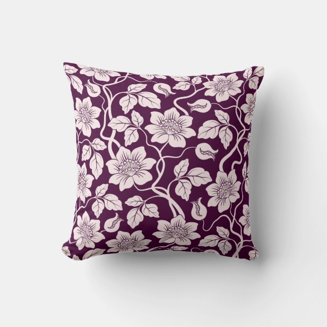 Beautiful Floral Pattern Throw Pillow (Front)
