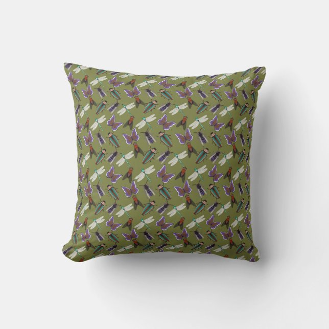 Beautiful Floral Pattern Throw Pillow (Front)