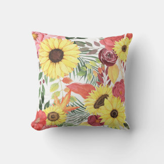 Beautiful Floral Pattern With Bright Autumn Throw Pillow