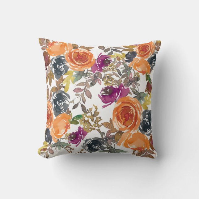 Beautiful Floral Pattern With Bright Autumn  Throw Pillow (Front)