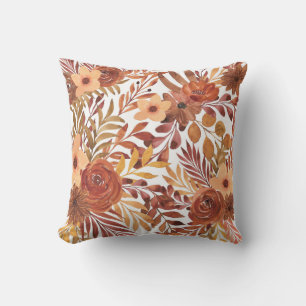 Beautiful Floral Pattern With Bright Autumn Throw Pillow