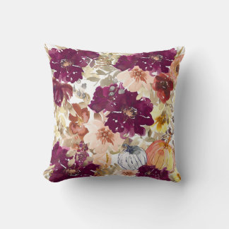 Beautiful Floral Pattern With Bright Autumn Throw Pillow
