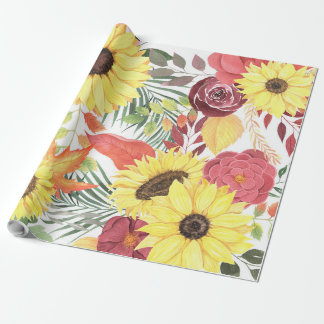 Beautiful Floral Pattern With Bright Autumn Wrapping Paper