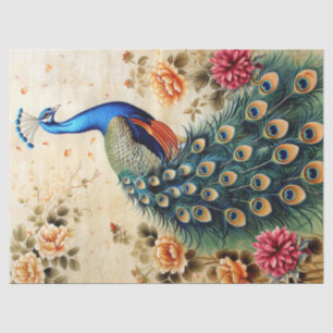 Beautiful Floral Peacock Decoupage Tissue Paper