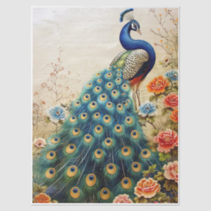 Beautiful Floral Peacock Decoupage Tissue Paper