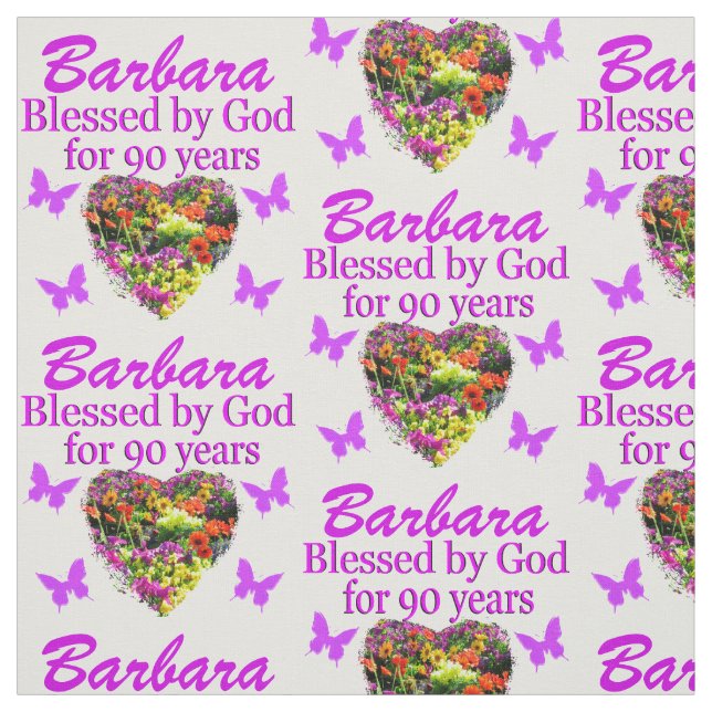 BEAUTIFUL FLORAL PERSONALIZED 90TH BIRTHDAY FABRIC (Swatch)