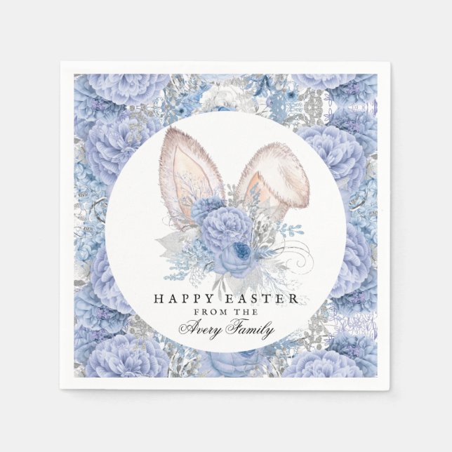 Beautiful Floral Personalized Watercolor Easter Napkin (Front)