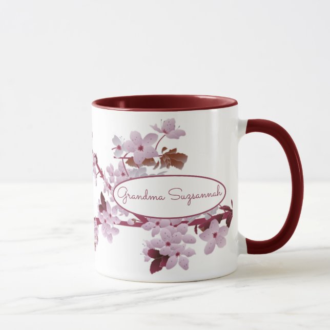 Beautiful Floral Pink Cherry Blossoms Custom Mug (Right)