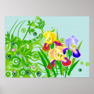 Beautiful Floral Poster or Print Iris Flowers