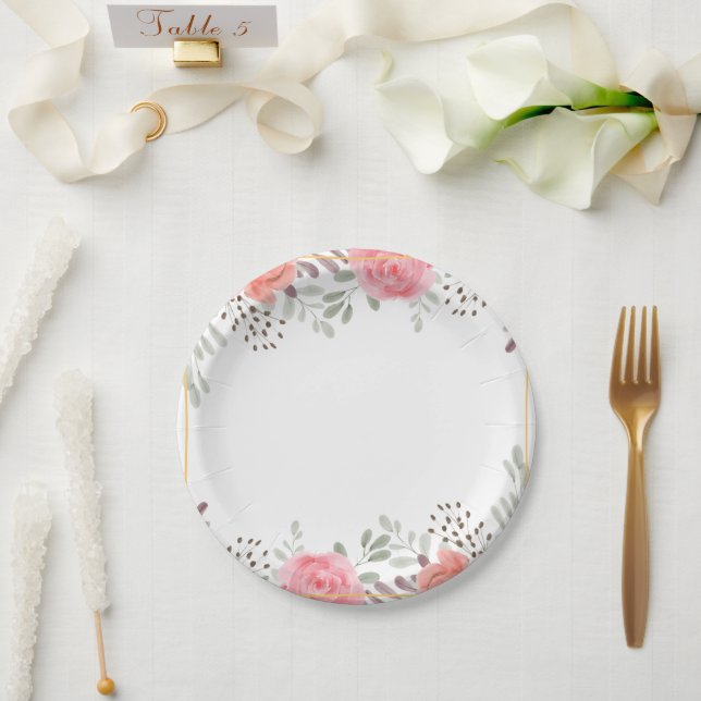 Beautiful floral print paper plate (Wedding)