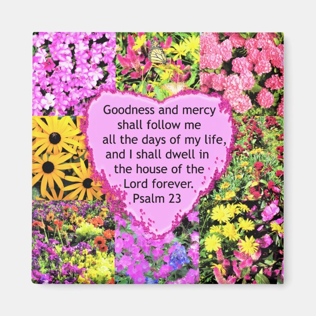 BEAUTIFUL FLORAL PSALM 23 DESIGN MAGNET (Front)
