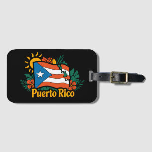 Beautiful Floral Puerto Rico Flag Artwork Luggage Tag