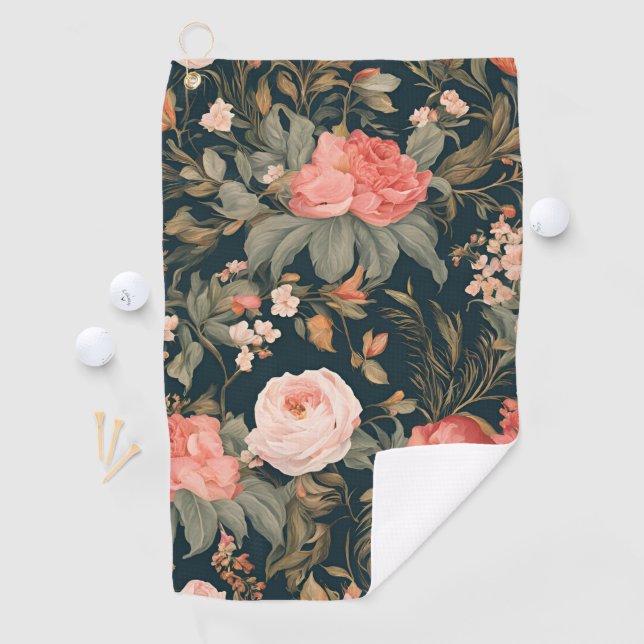Beautiful Floral Rose Flowers Golf Towel (InSitu)