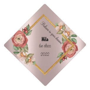 Beautiful floral,rose gold  graduation   cap topper