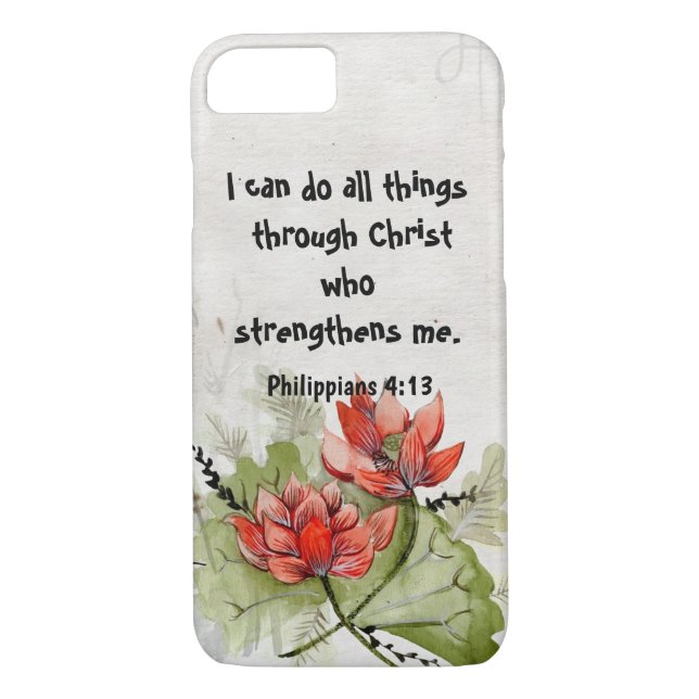 Beautiful Floral Scripture Verse iPhone 8/7 Case (Back)