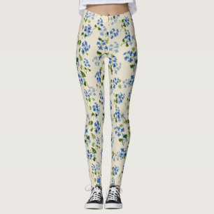 Beautiful floral seamless pattern forget-me-not bl leggings