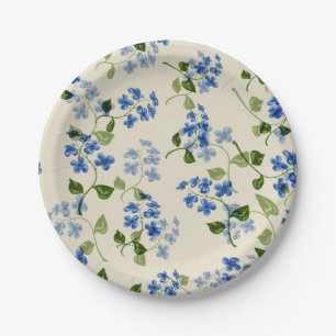 Beautiful floral seamless pattern forget-me-not bl paper plate
