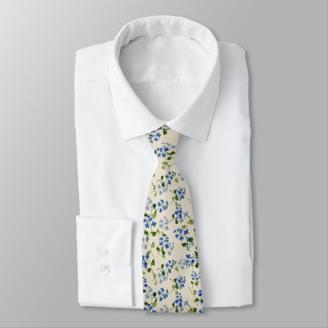 Beautiful floral seamless pattern forget-me-not bl tie (Tied)