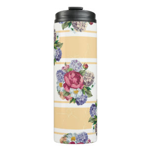 Beautiful floral seamless pattern with hydrangea p thermal tumbler