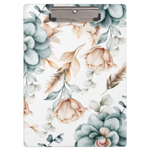 Beautiful floral seamless pattern with vintage  clipboard
