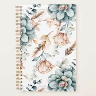 Beautiful floral seamless pattern with vintage planner