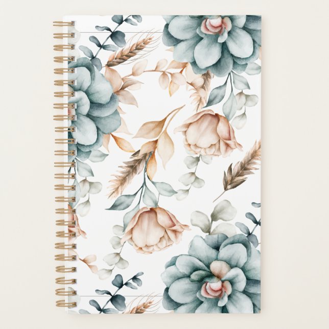 Beautiful floral seamless pattern with vintage  planner (Front)