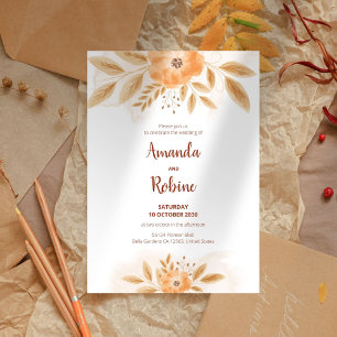 Beautiful Floral Simple Minimalist Wedding Invitation
