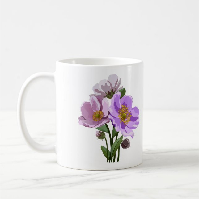 Beautiful Floral Sketch Coffee Cup (Left)