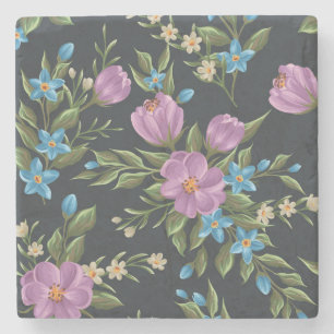 Beautiful Floral Sketch Stone Coaster