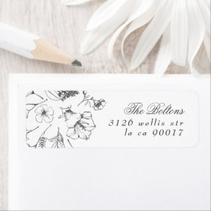 Beautiful Floral Sketched Mariage Adresse de retou