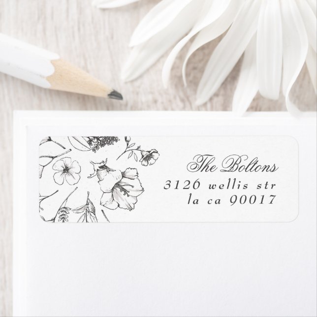 Beautiful Floral Sketched Mariage Adresse de retou (En situation)