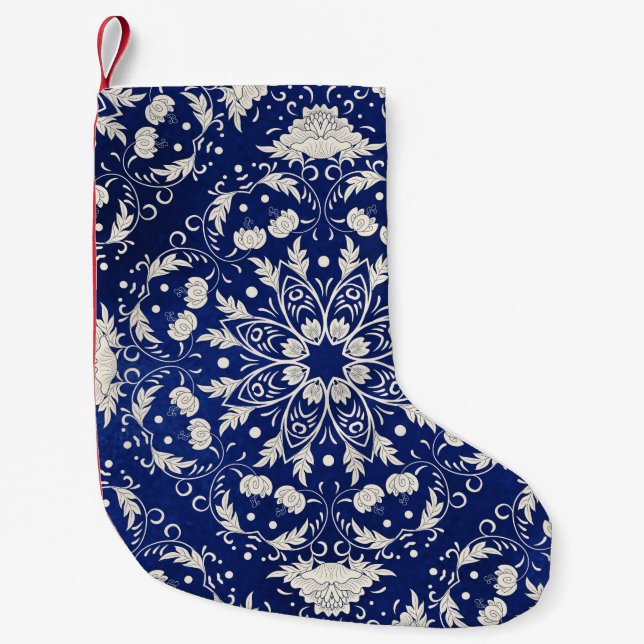 Beautiful floral square pattern small christmas stocking (Front)