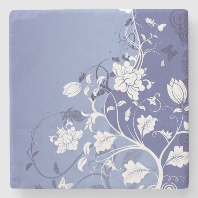 Beautiful Floral Stone Coaster (Front)