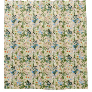 Beautiful Floral Textile Blue Rose and White Lilli