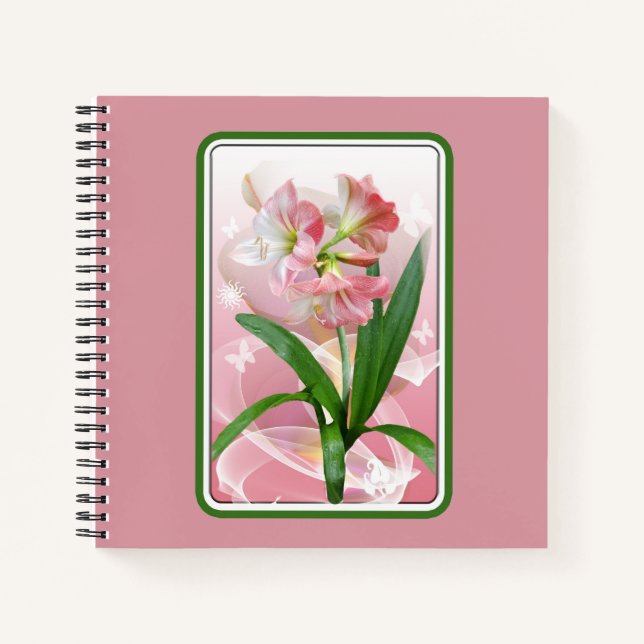Beautiful Floral Themed Amaryllis Notebook (Front)