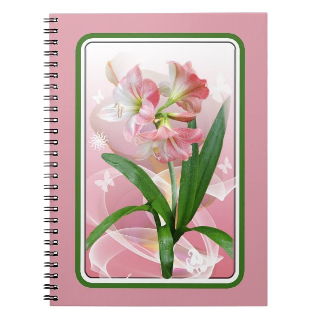 Beautiful Floral Themed Amaryllis Notebook (Front)