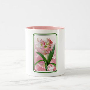 Beautiful Floral Themed Amaryllis Two-Tone Coffee Mug