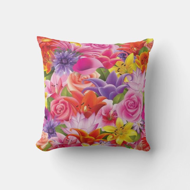 Beautiful Floral Throw Pillow (Front)