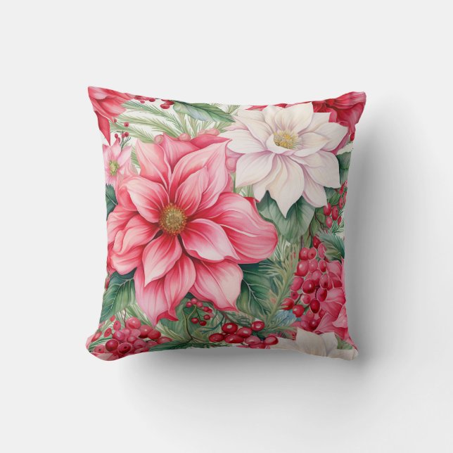 Beautiful Floral Throw Pillow (Front)