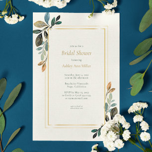 Beautiful Floral Watercolor Ivory Bridal Shower Invitation