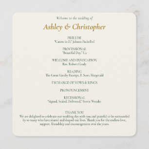 Beautiful Floral Watercolor Ivory Wedding Program