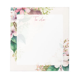 Beautiful floral watercolor nature notepad