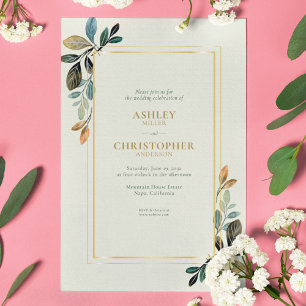 Beautiful Floral Watercolor Sage Wedding Invitation