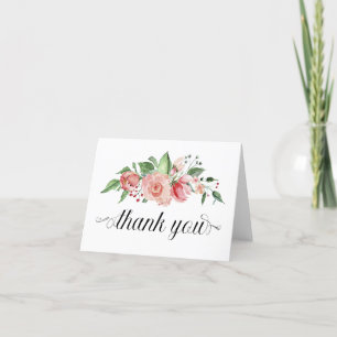 Beautiful Floral Watercolor Thank You Card