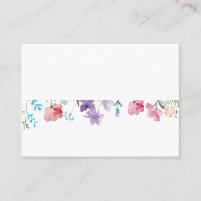 Beautiful Floral Watercolor Wedding DIY Place Card (Front)